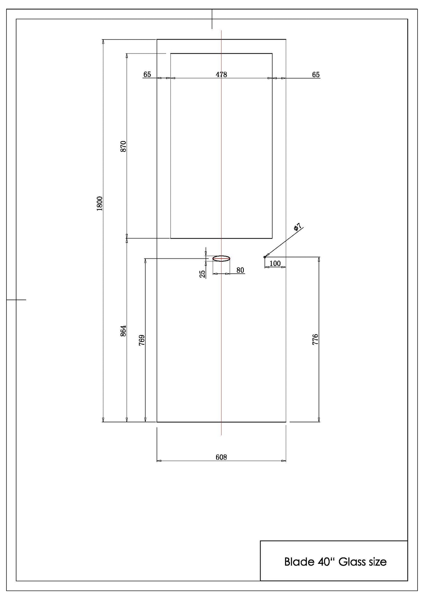 Makitso Blade 40" Pro Digital Signage Kiosk with glass dimensions