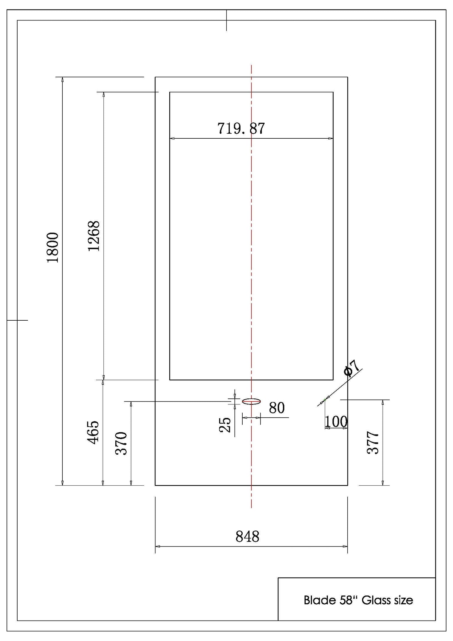 Makitso Blade 58" Pro Digital Signage Kiosk with glass dimensions