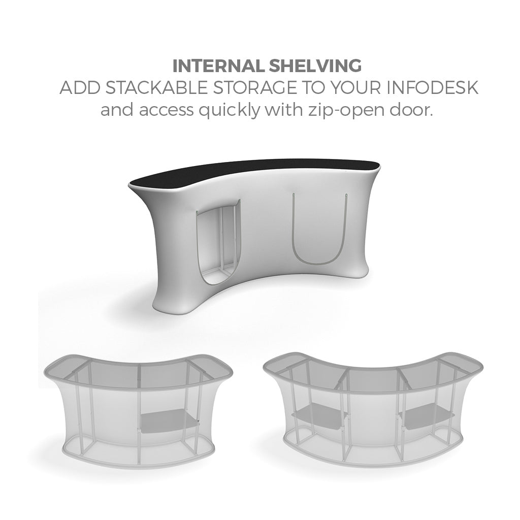 WaveLine InfoDesk Counter and information desk for trade shows and events shelving