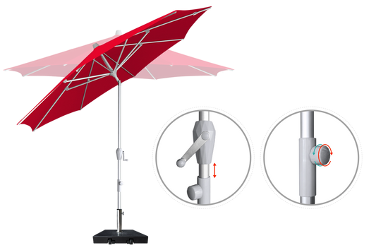 Custom Printed Commercial Titled Restaurant Patio Umbrella - Deluxe Canopy