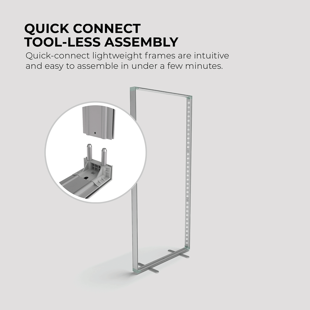 WaveLight® Infinity Edge-Lit light box SEG Quick Connect Tool-Less Assembly lightweight frame easy assemble