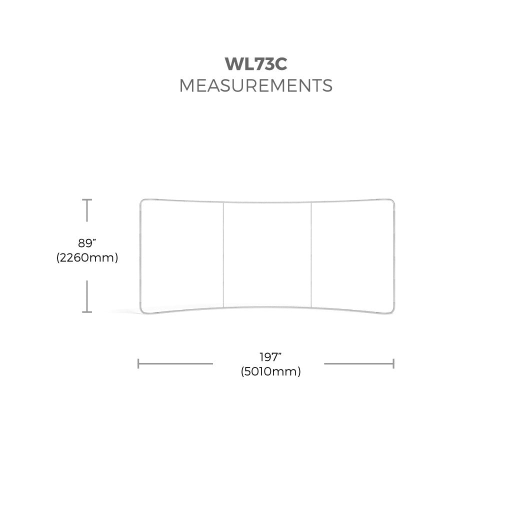 Deluxe Canopy Tension Fabric Display Wall for Trade Shows and Events meaurements