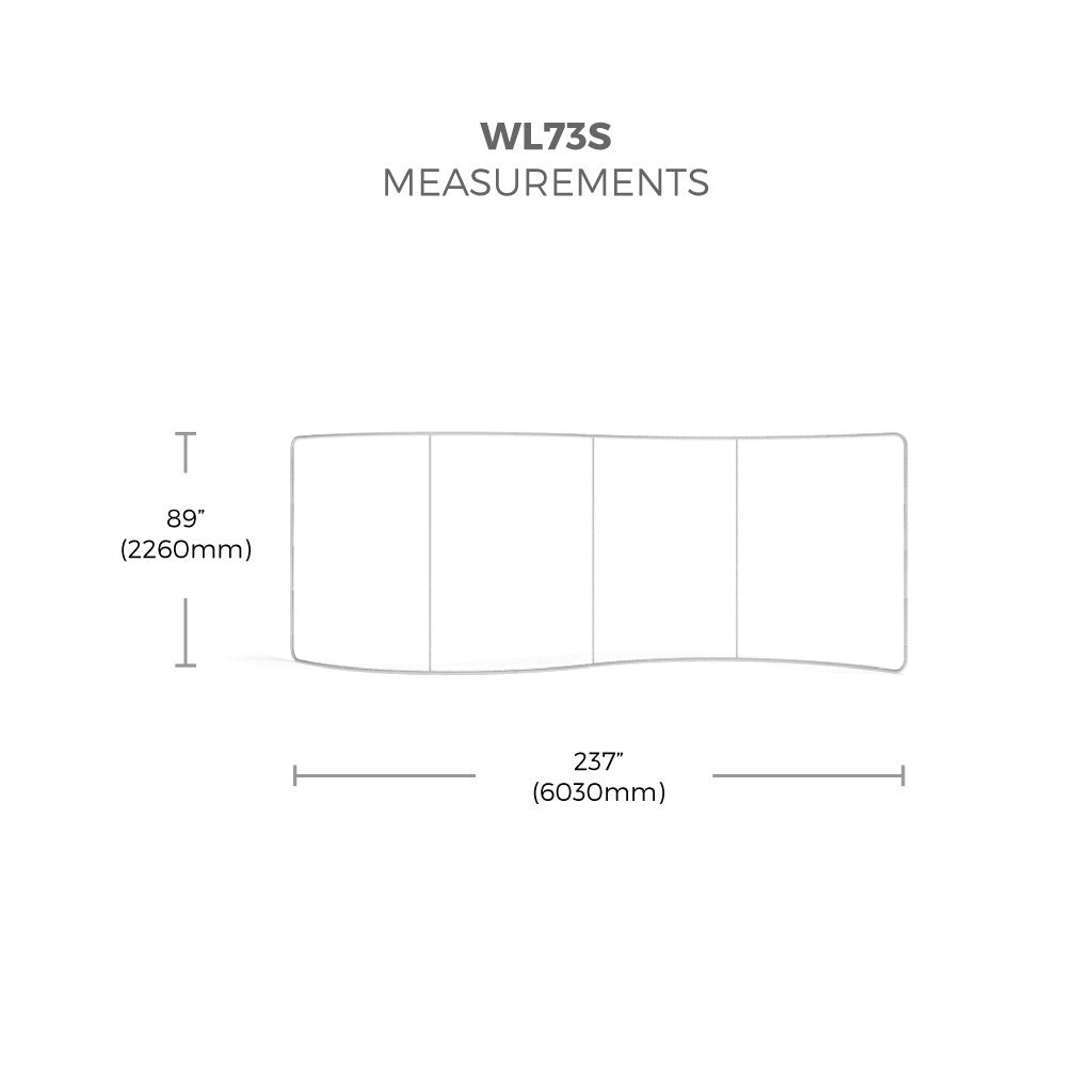 Deluxe Canopy Tension Fabric Display Wall for Trade Shows and Events measurements