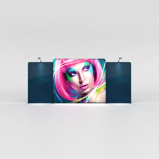 WaveLight® LED Backlit Tension Fabric Display 20ft for Trade Shows and Events