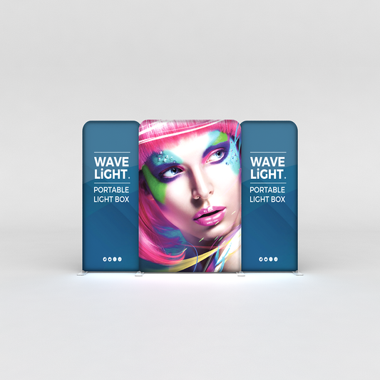 WaveLight® LED Backlit Tension Fabric Display 20ft for Trade Shows and Events